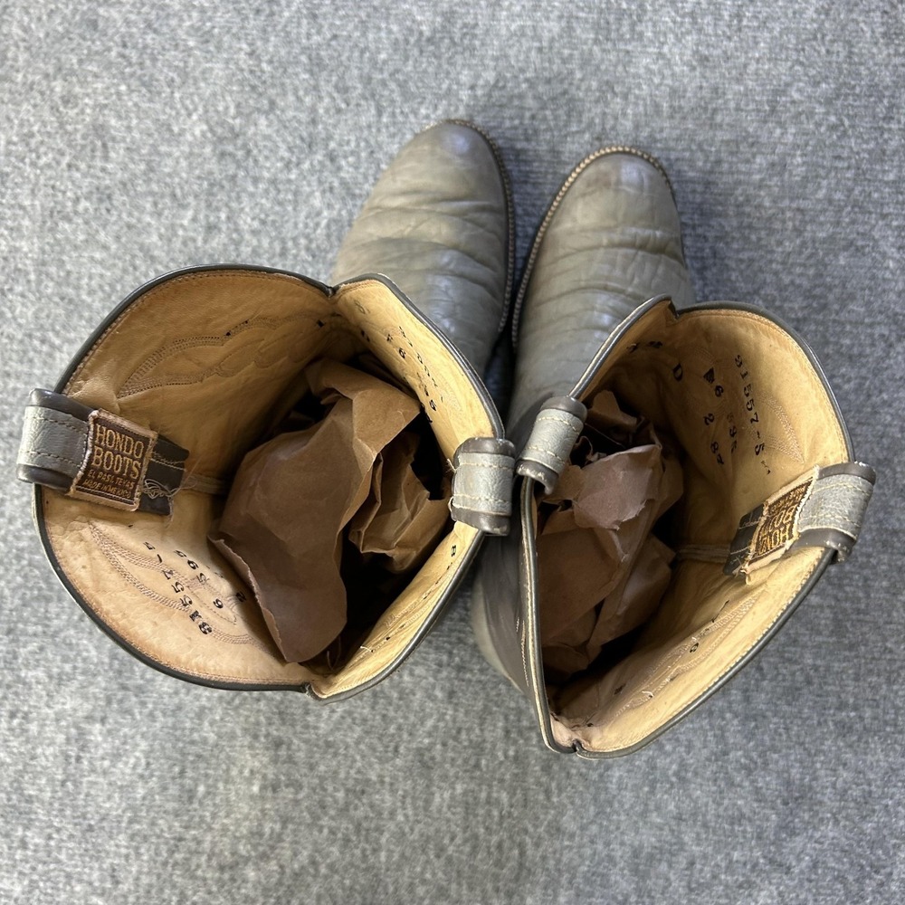 Hondo Boots Vintage Exotic Leather Cowboy Western Boots Gray USA Mens 12D - Picture 7 of 16